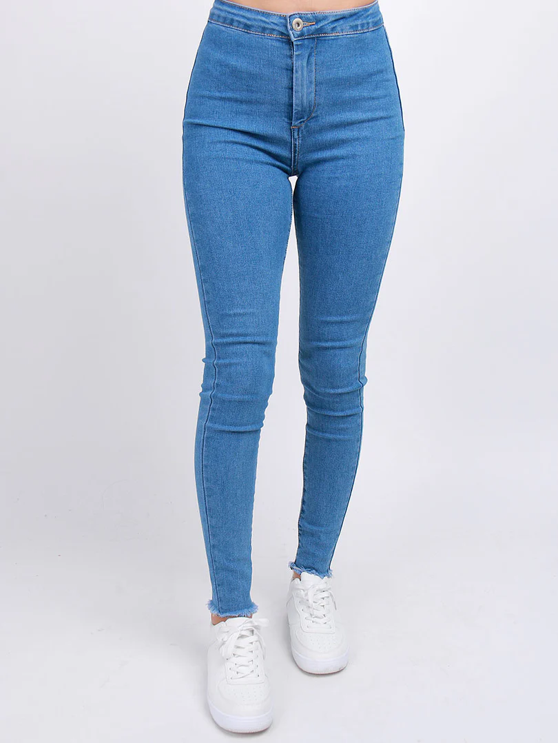 Pantalon skinny effet legging ourlet usé - Image 32