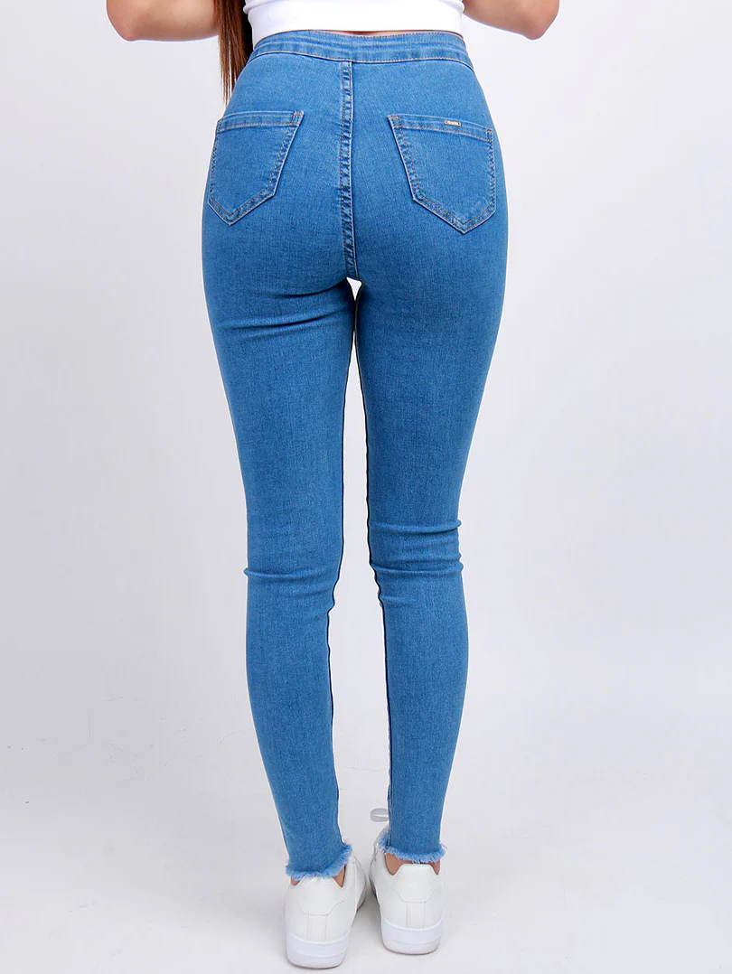 Pantalon skinny effet legging ourlet usé - Image 33