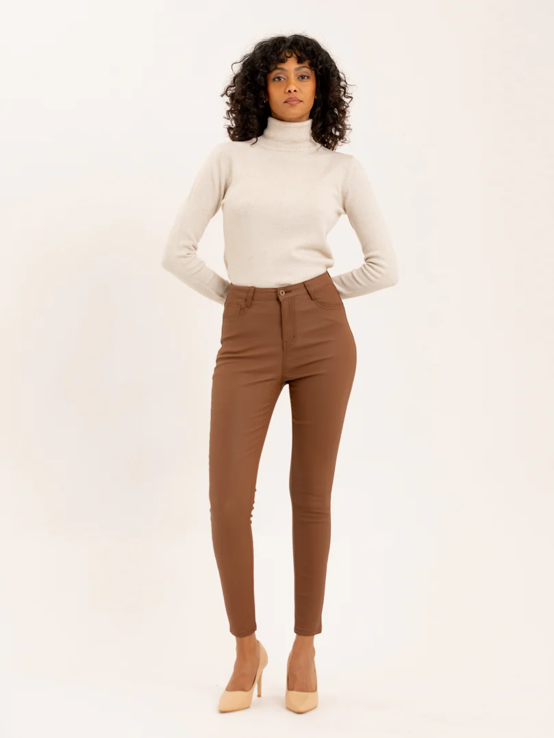 Pantalon skinny noir simili cuir mat - Image 5