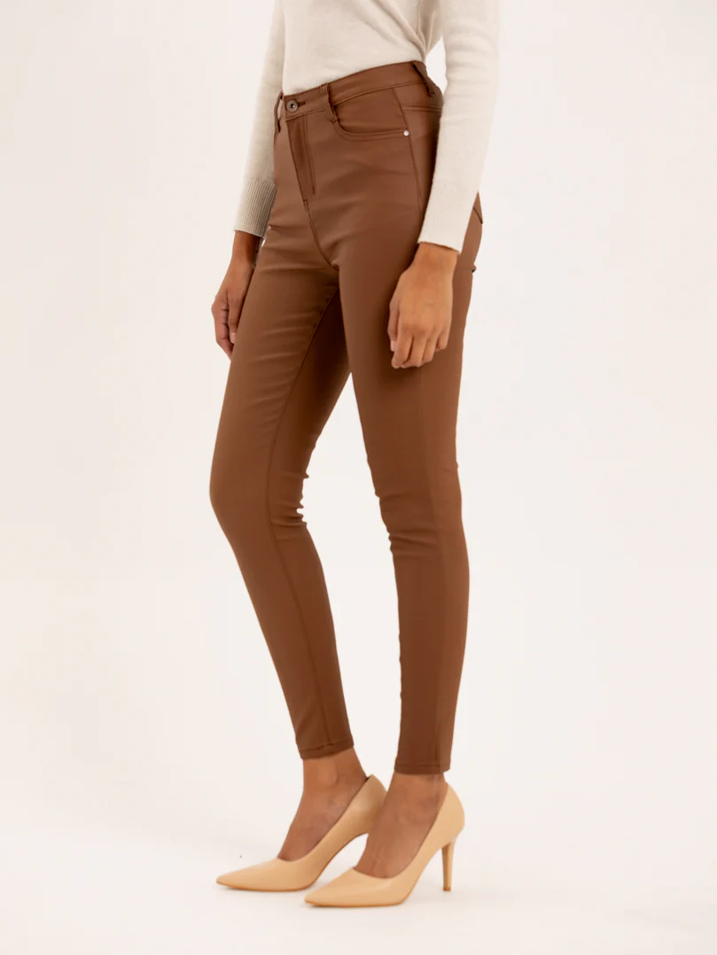 Pantalon skinny noir simili cuir mat - Image 7