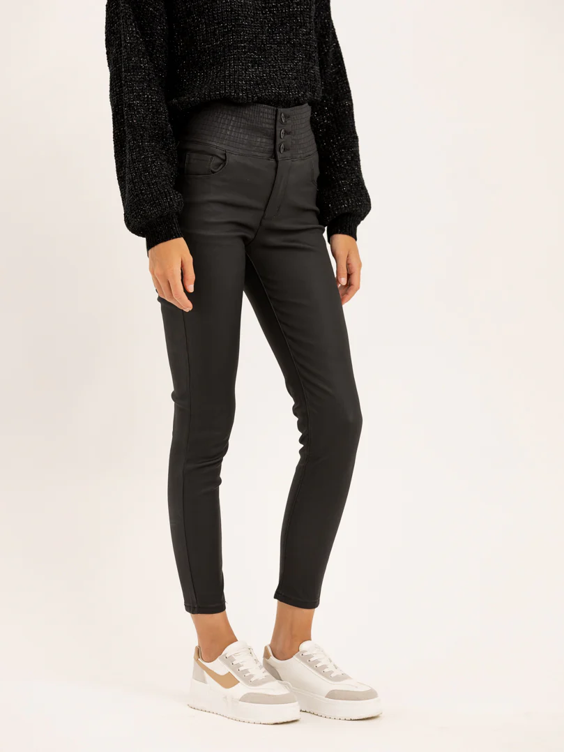 Pantalon skinny taille haute élastique effet cuir - Image 2