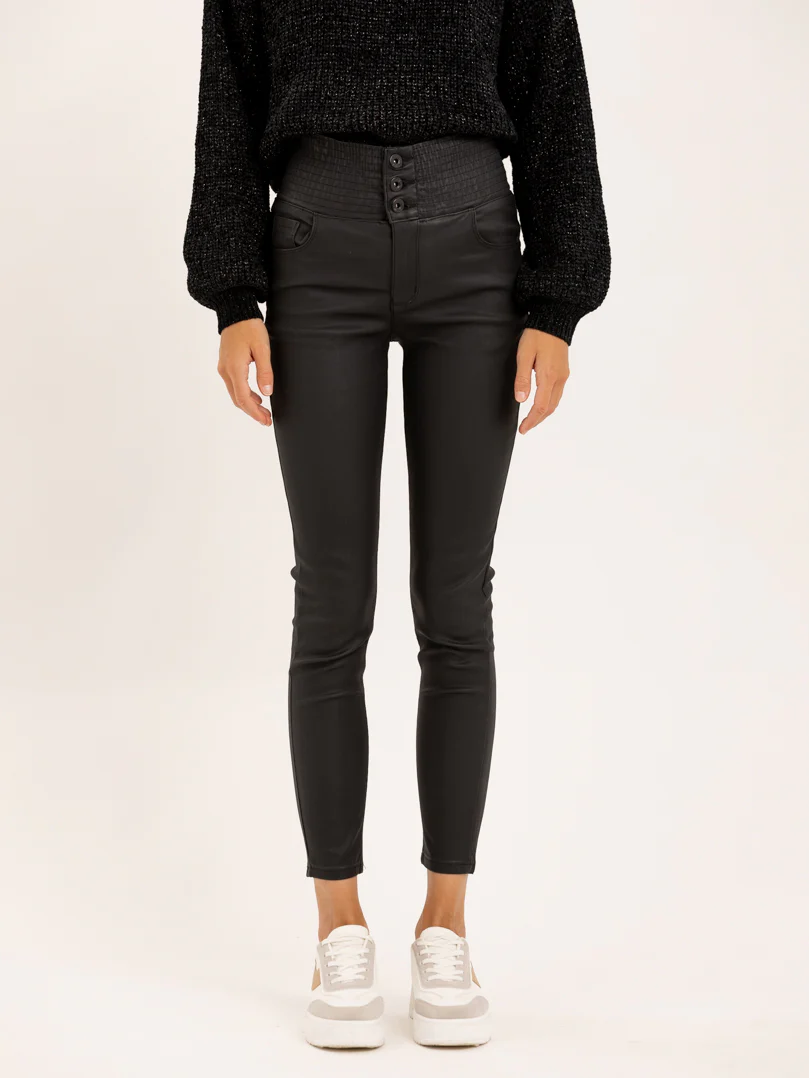 Pantalon skinny taille haute élastique effet cuir - Image 3