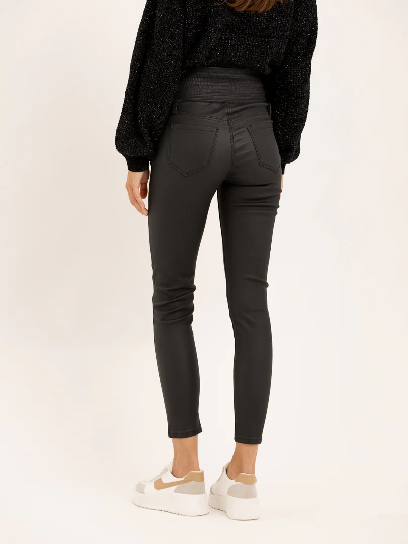 Pantalon skinny taille haute élastique effet cuir - Image 4