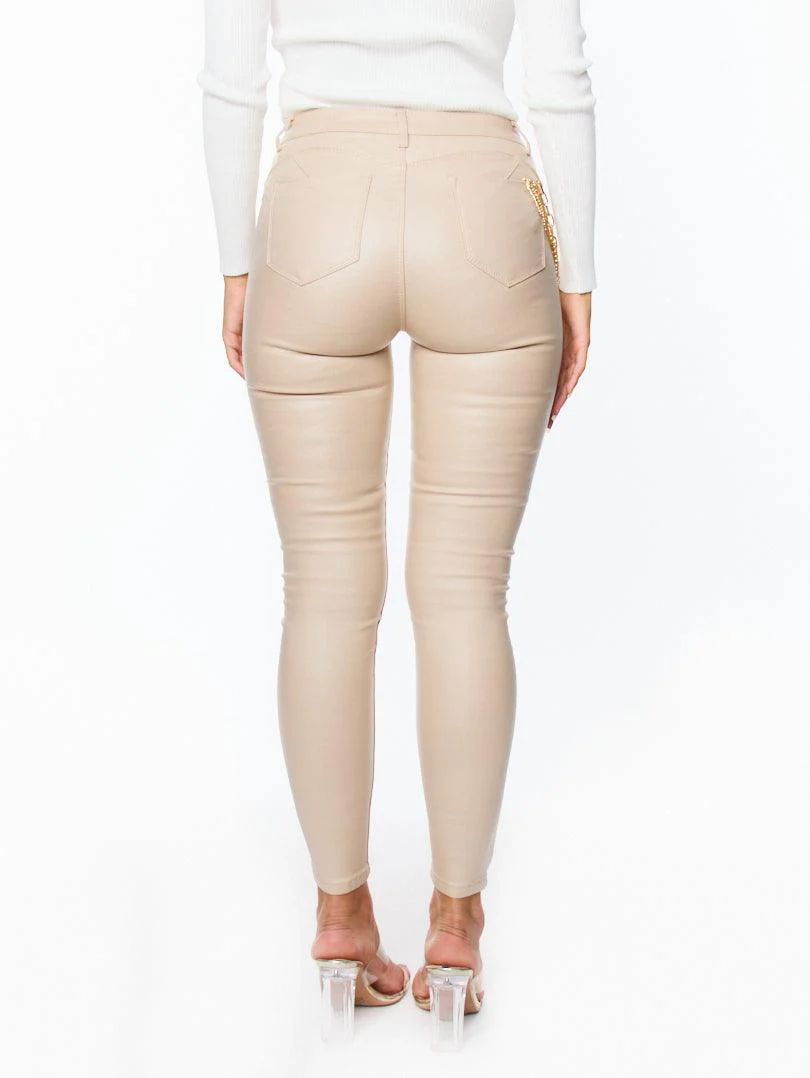 Pantalon skinny taille haute - Toile enduite - Image 5