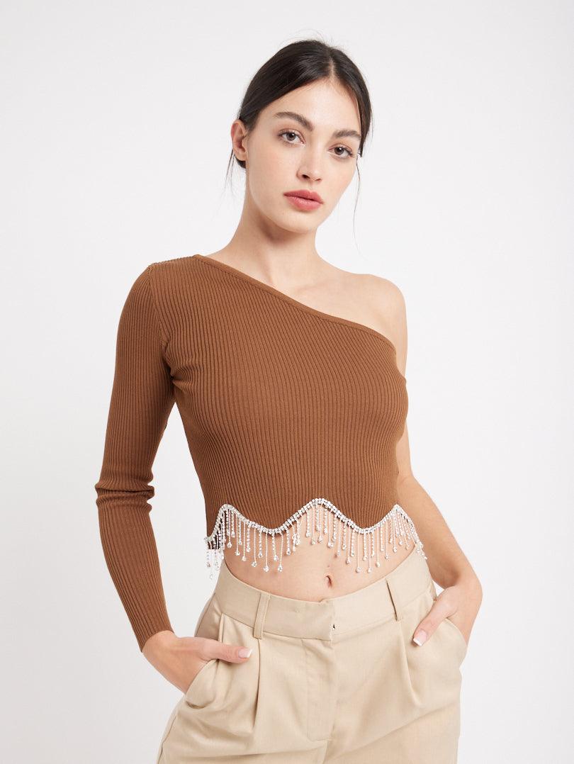 Pull asymétrique finition strass - Image 5