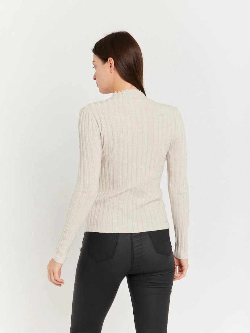Pull col montant en maille fine côtelée - Image 11
