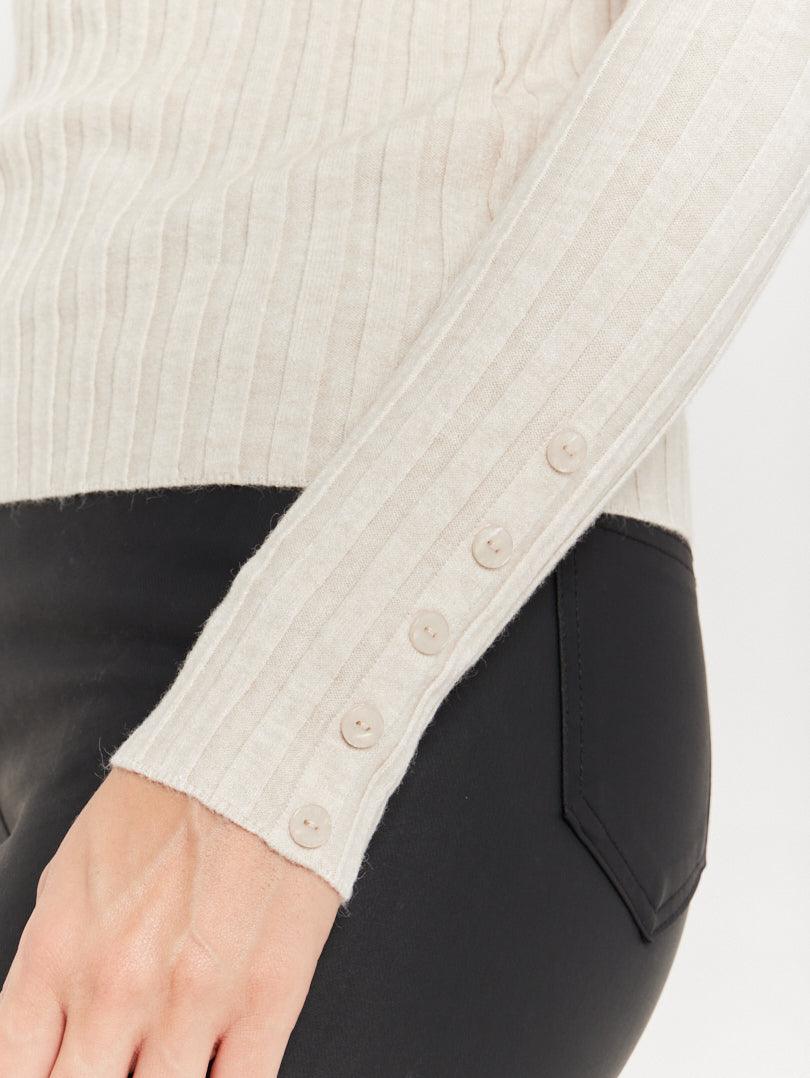 Pull col montant en maille fine côtelée - Image 12