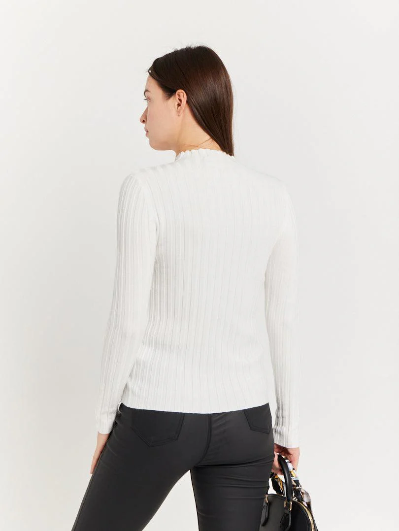 Pull col montant en maille fine côtelée - Image 14