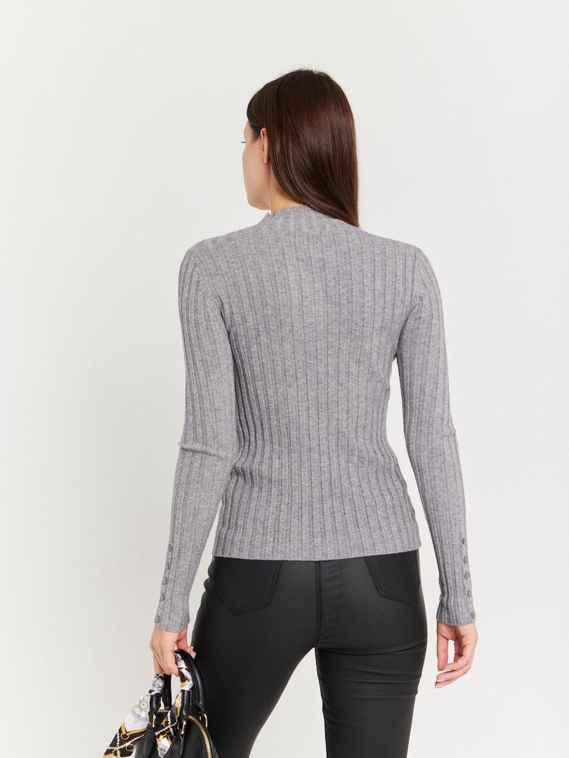 Pull col montant en maille fine côtelée - Image 18