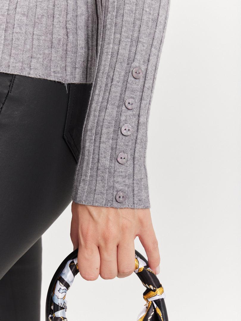 Pull col montant en maille fine côtelée - Image 19