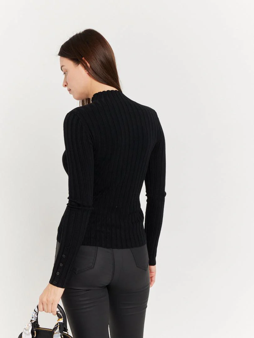Pull col montant en maille fine côtelée - Image 22