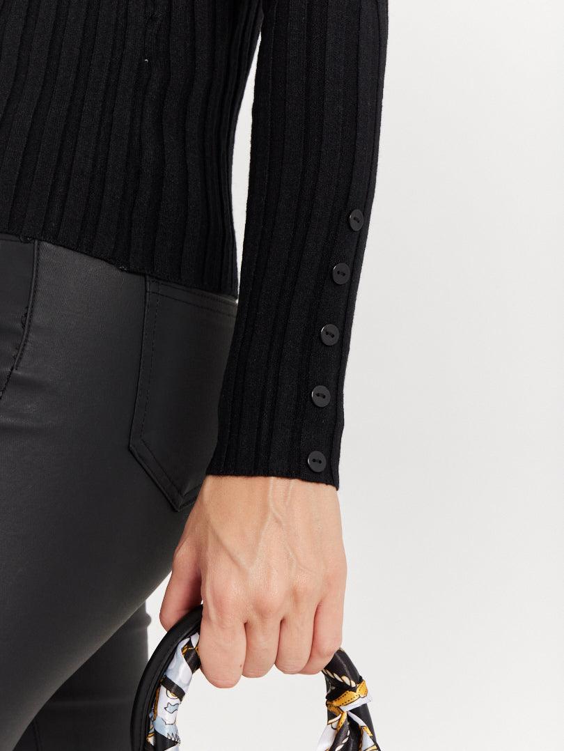 Pull col montant en maille fine côtelée - Image 23