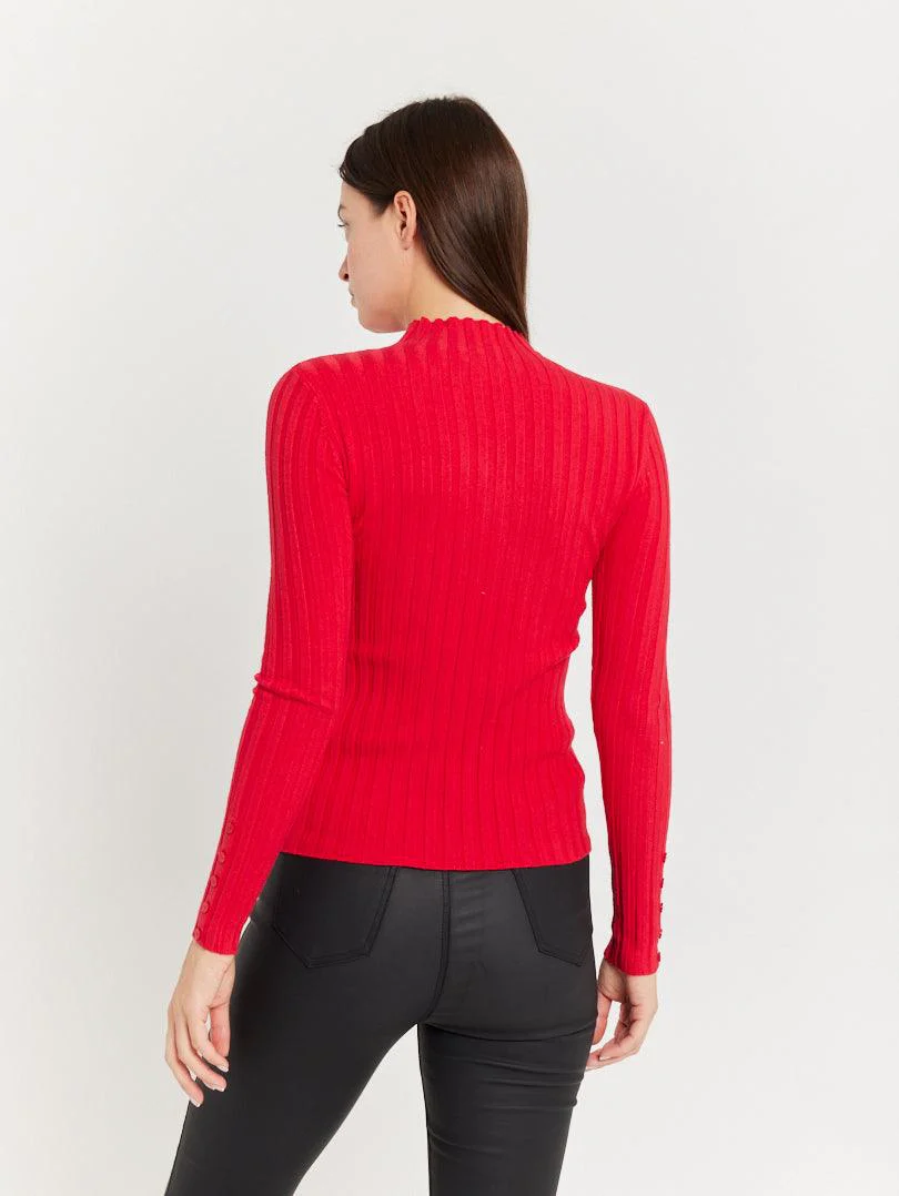 Pull col montant en maille fine côtelée - Image 25