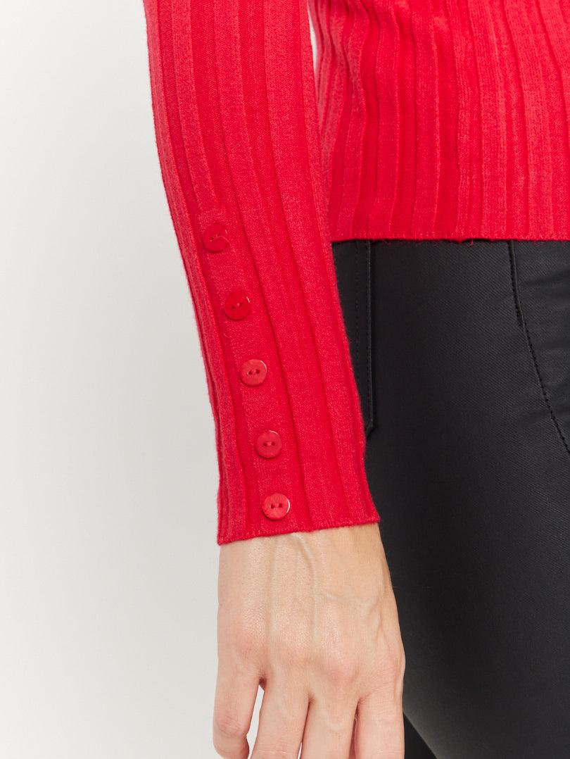 Pull col montant en maille fine côtelée - Image 27