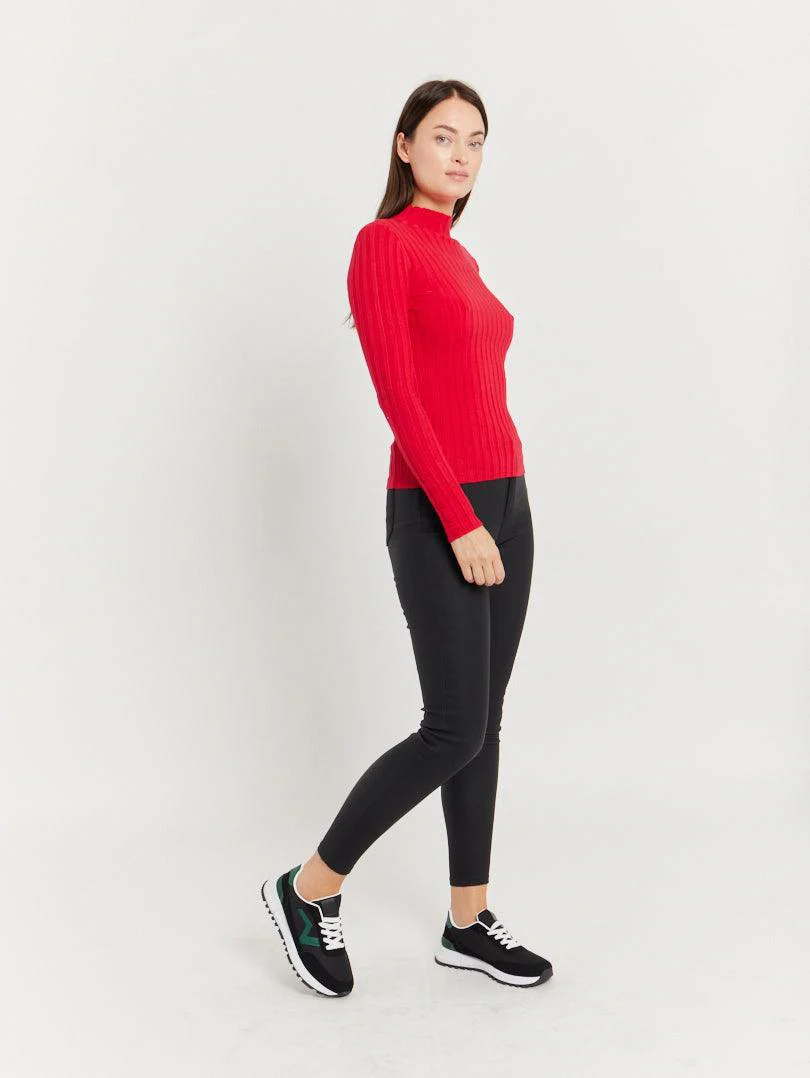 Pull col montant en maille fine côtelée - Image 28