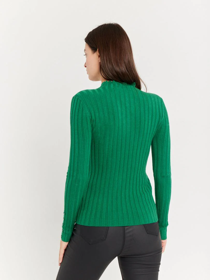 Pull col montant en maille fine côtelée - Image 30