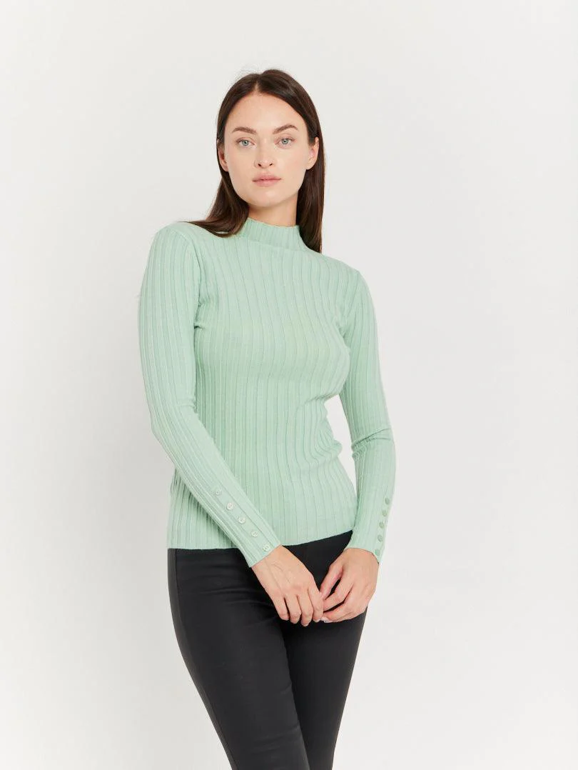 Pull col montant en maille fine côtelée - Image 33