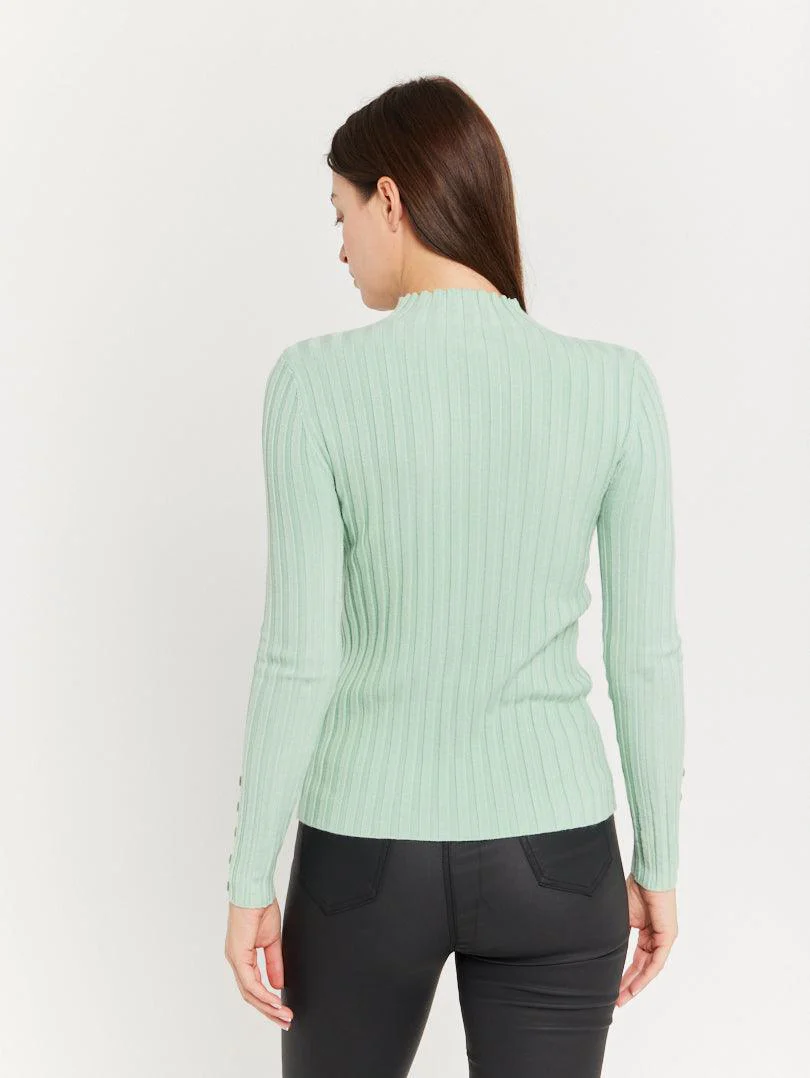 Pull col montant en maille fine côtelée - Image 34