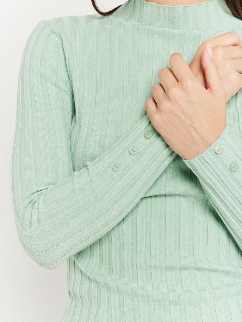 Pull col montant en maille fine côtelée - Image 35