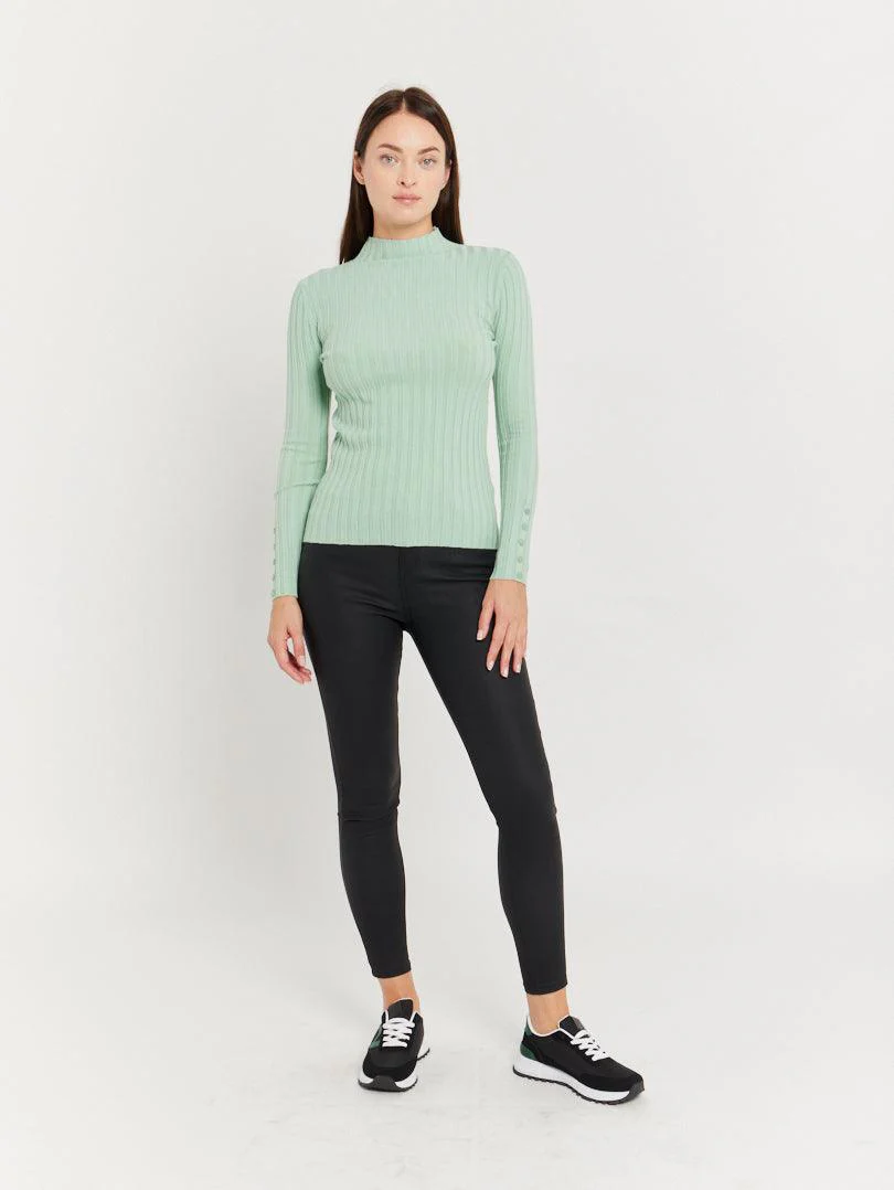 Pull col montant en maille fine côtelée - Image 36