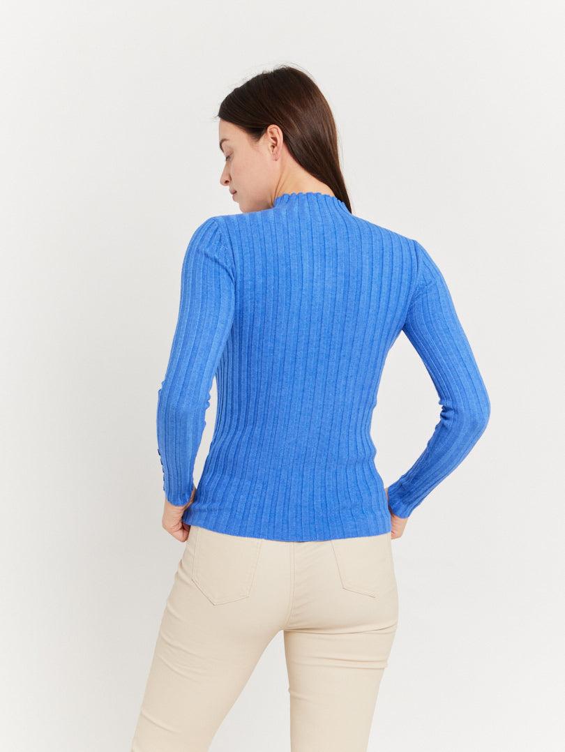 Pull col montant en maille fine côtelée - Image 6