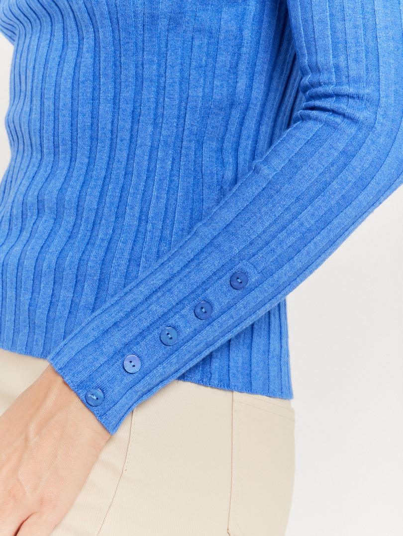 Pull col montant en maille fine côtelée - Image 8