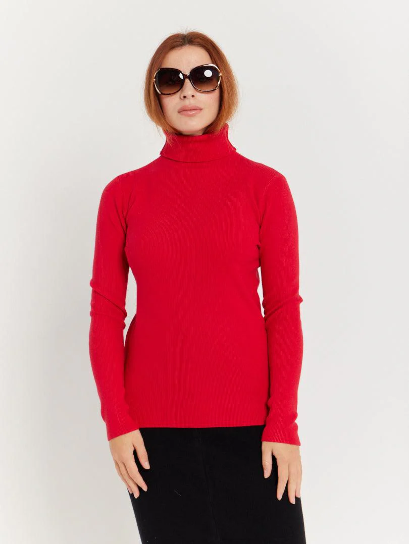 Pull col roulé bleu roi - Image 32