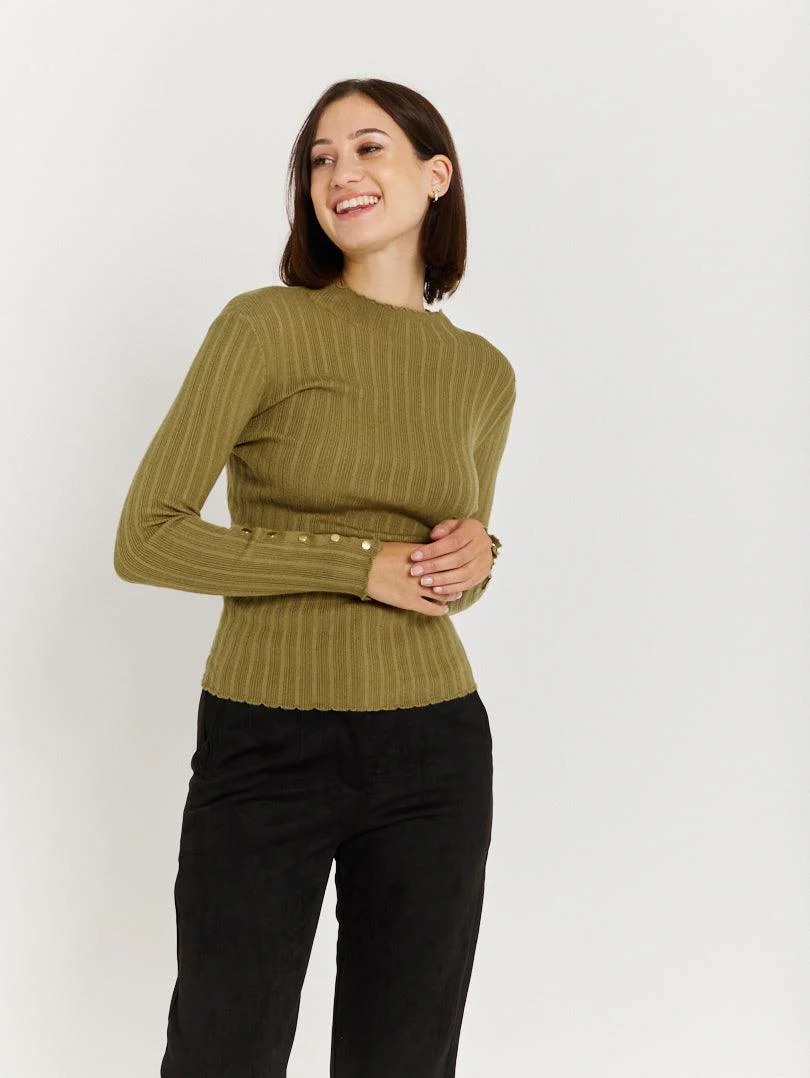 Pull col roulé boutonnage doré - Image 5