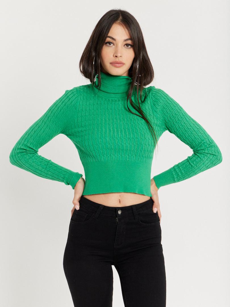 Pull col roulé maille torsadée - Image 5