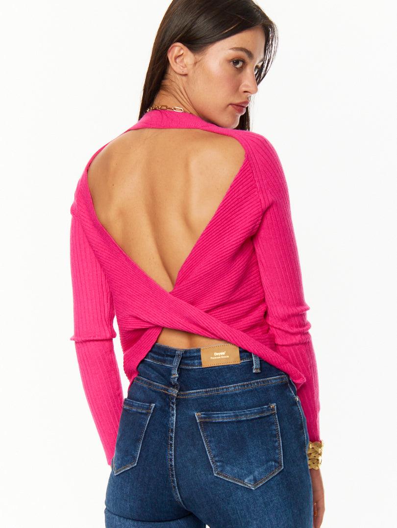 Pull côtelé graphique Rose fuschia - Image 2