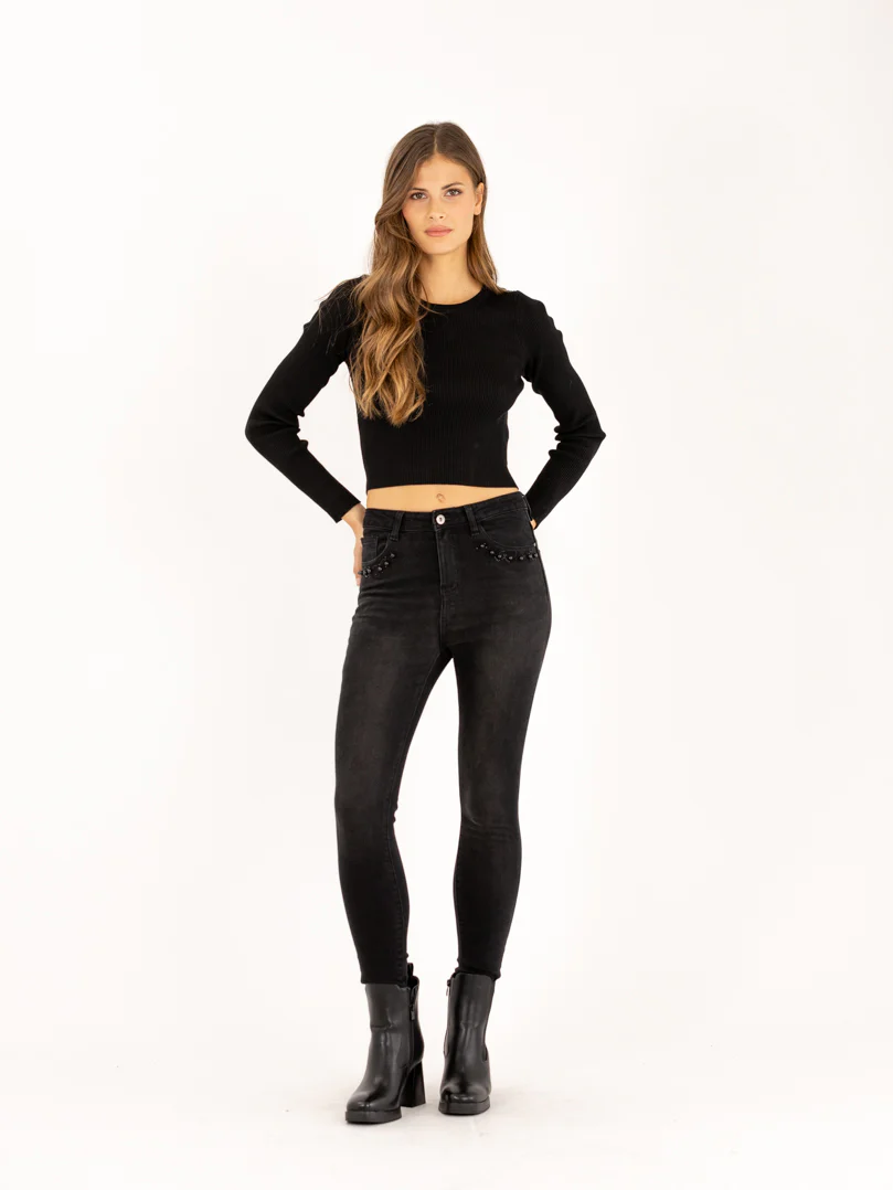 Pull dos-nu à ceinture en simili - Image 12