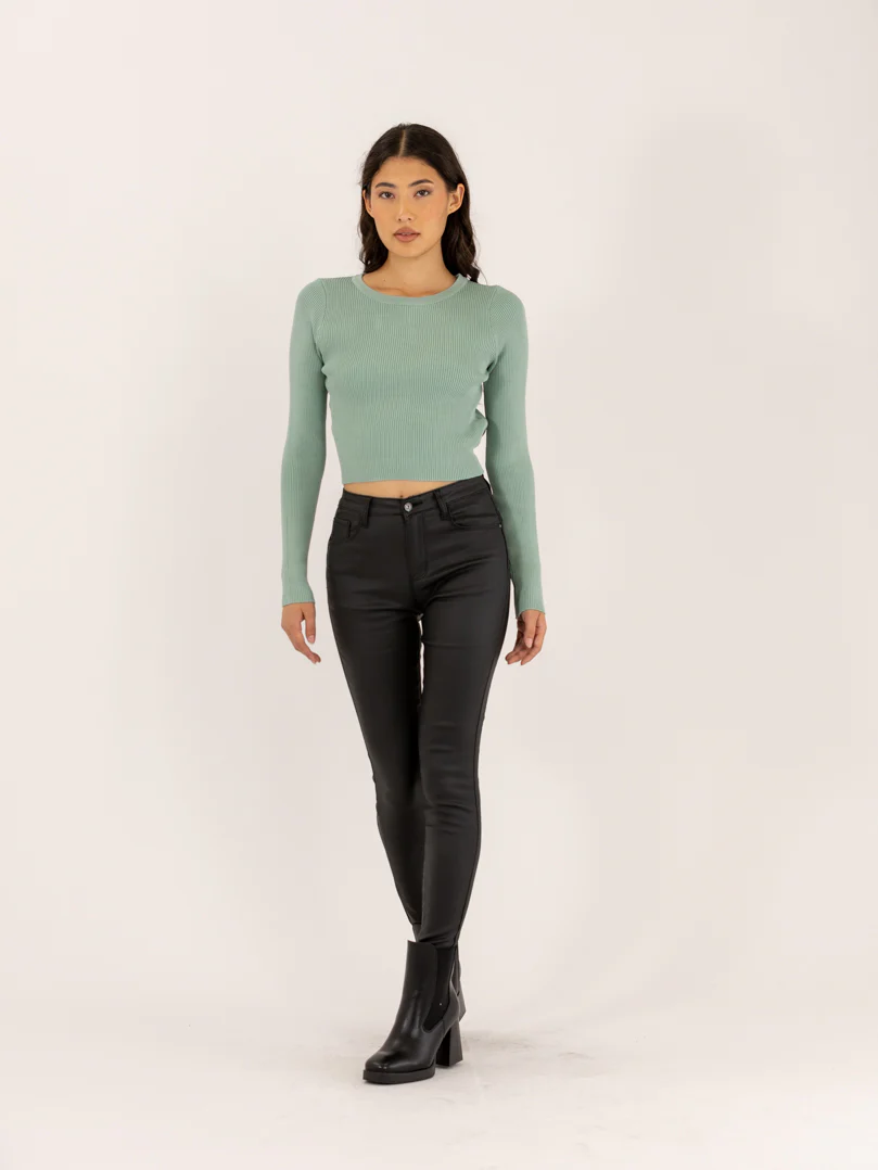Pull dos-nu à ceinture en simili - Image 20