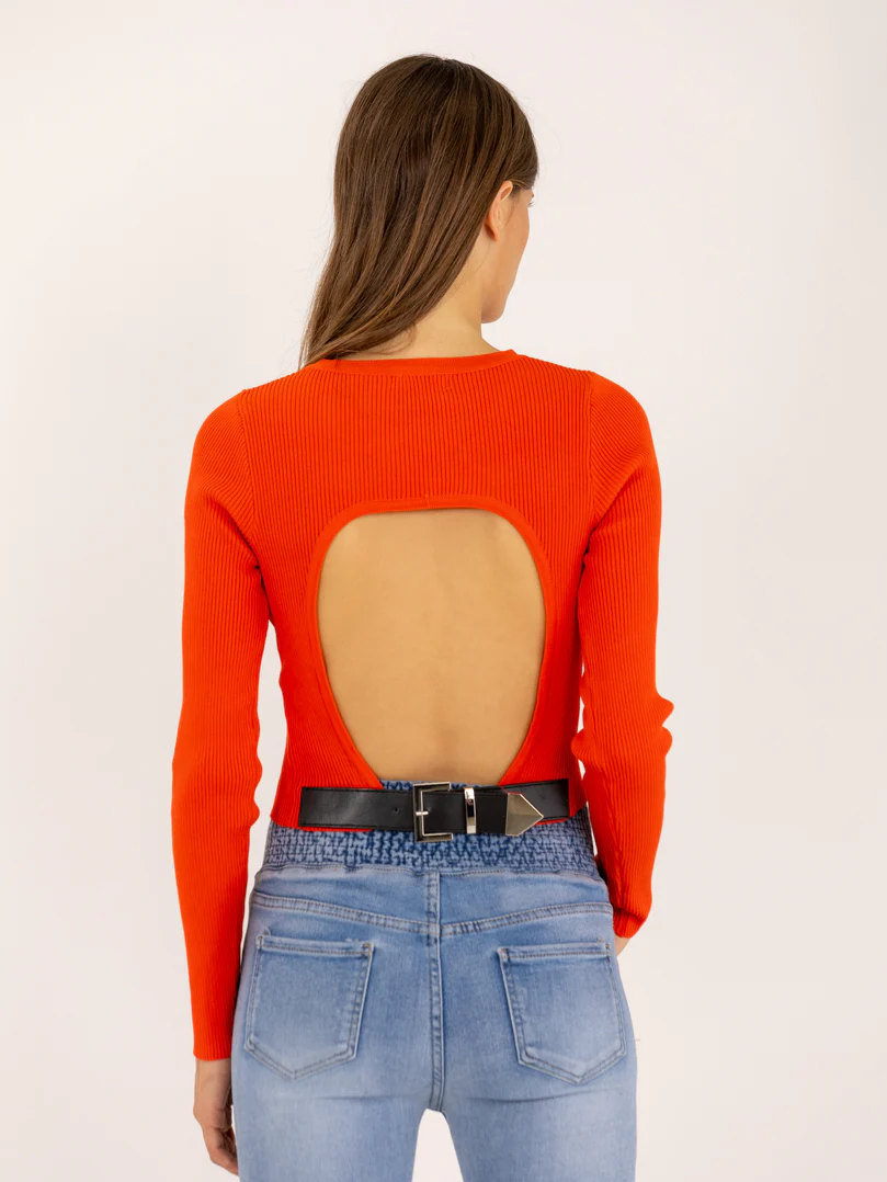 Pull dos-nu à ceinture en simili - Image 3