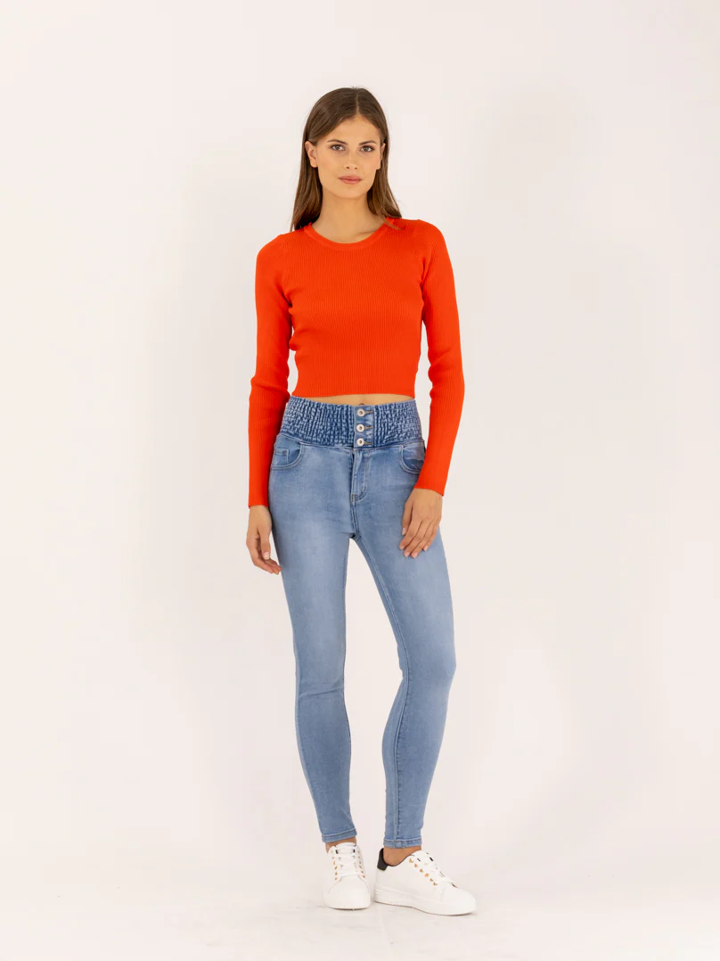 Pull dos-nu à ceinture en simili - Image 4