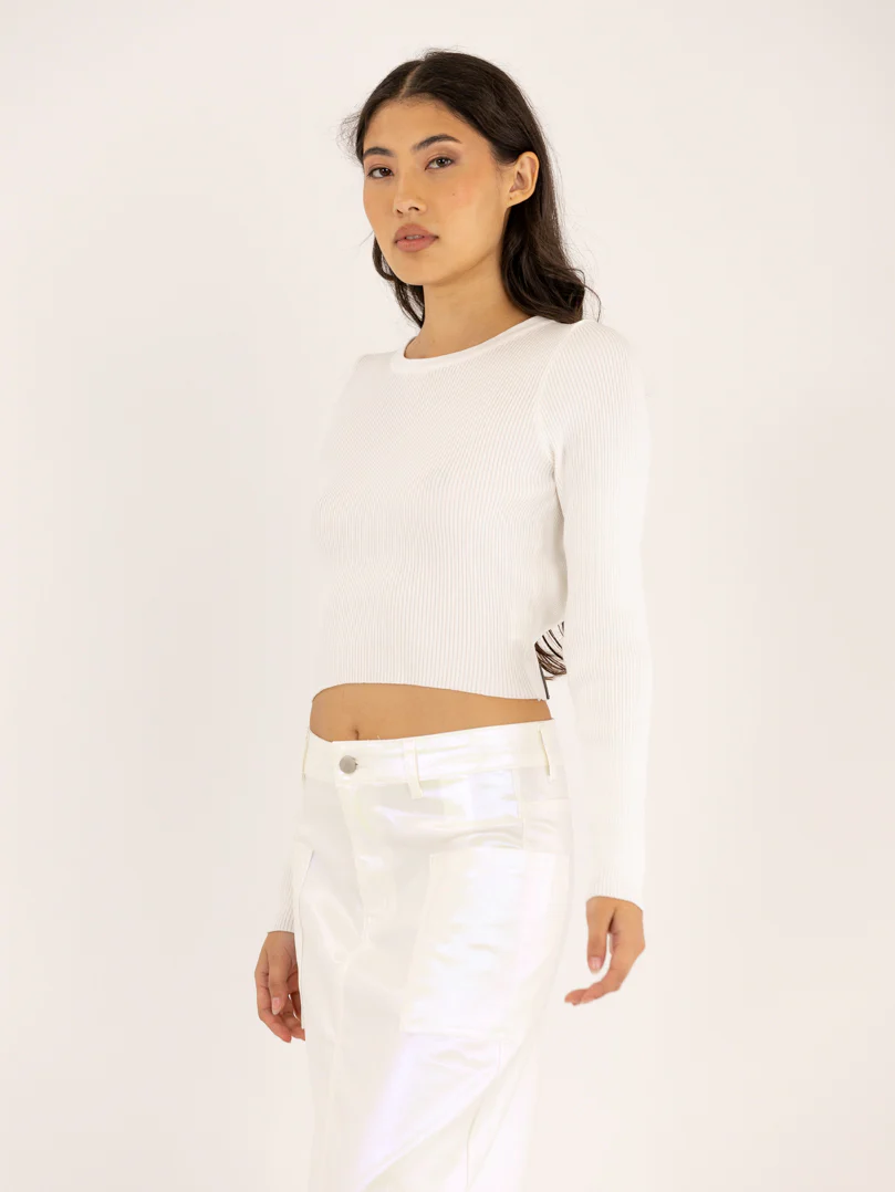 Pull dos-nu à ceinture en simili - Image 5