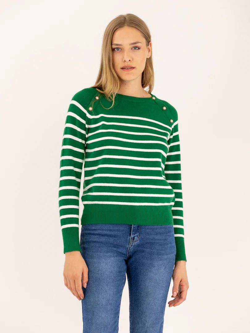 Pull marinière rayé avec boutons en perles - Image 10