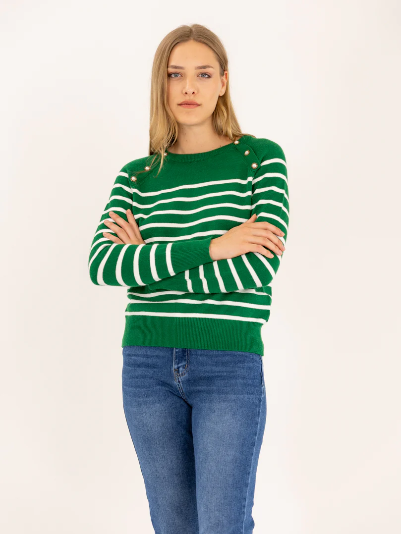 Pull marinière rayé avec boutons en perles - Image 11