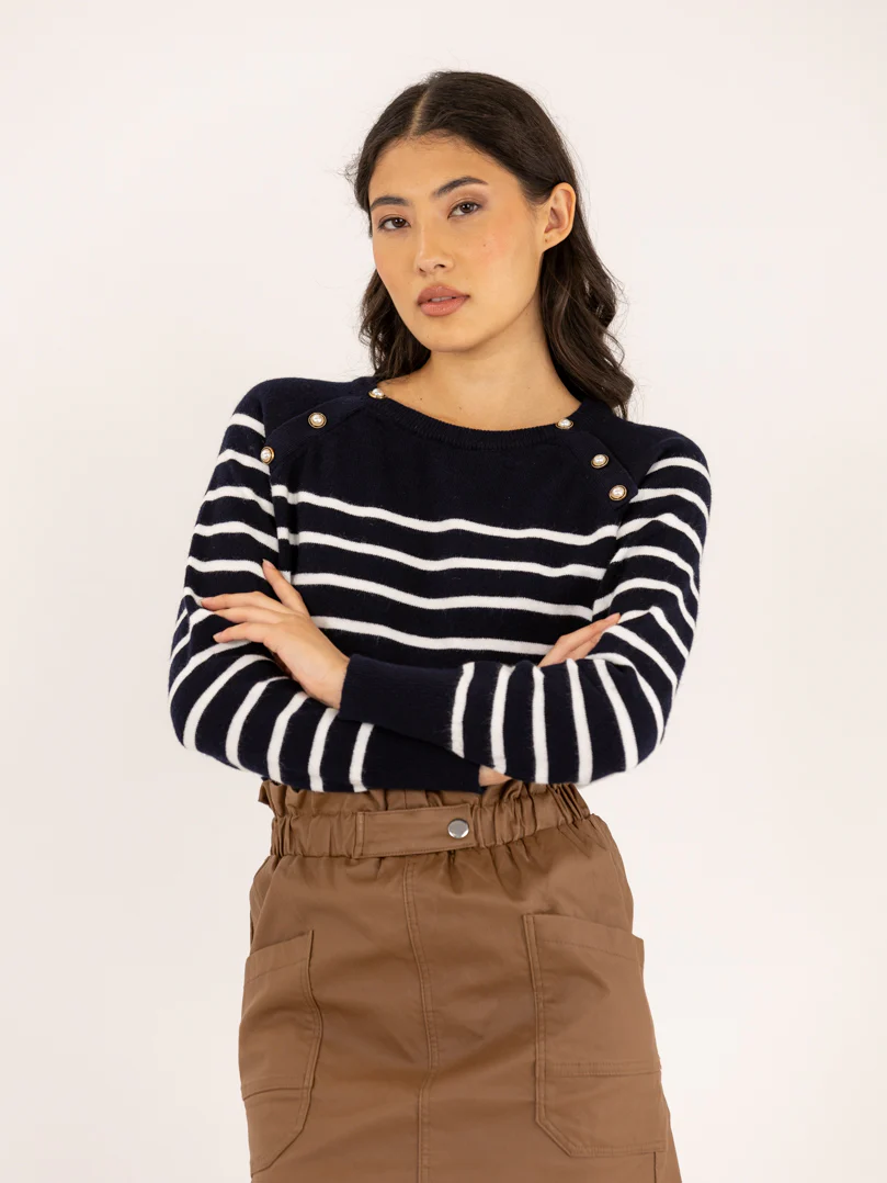 Pull marinière rayé avec boutons en perles - Image 17