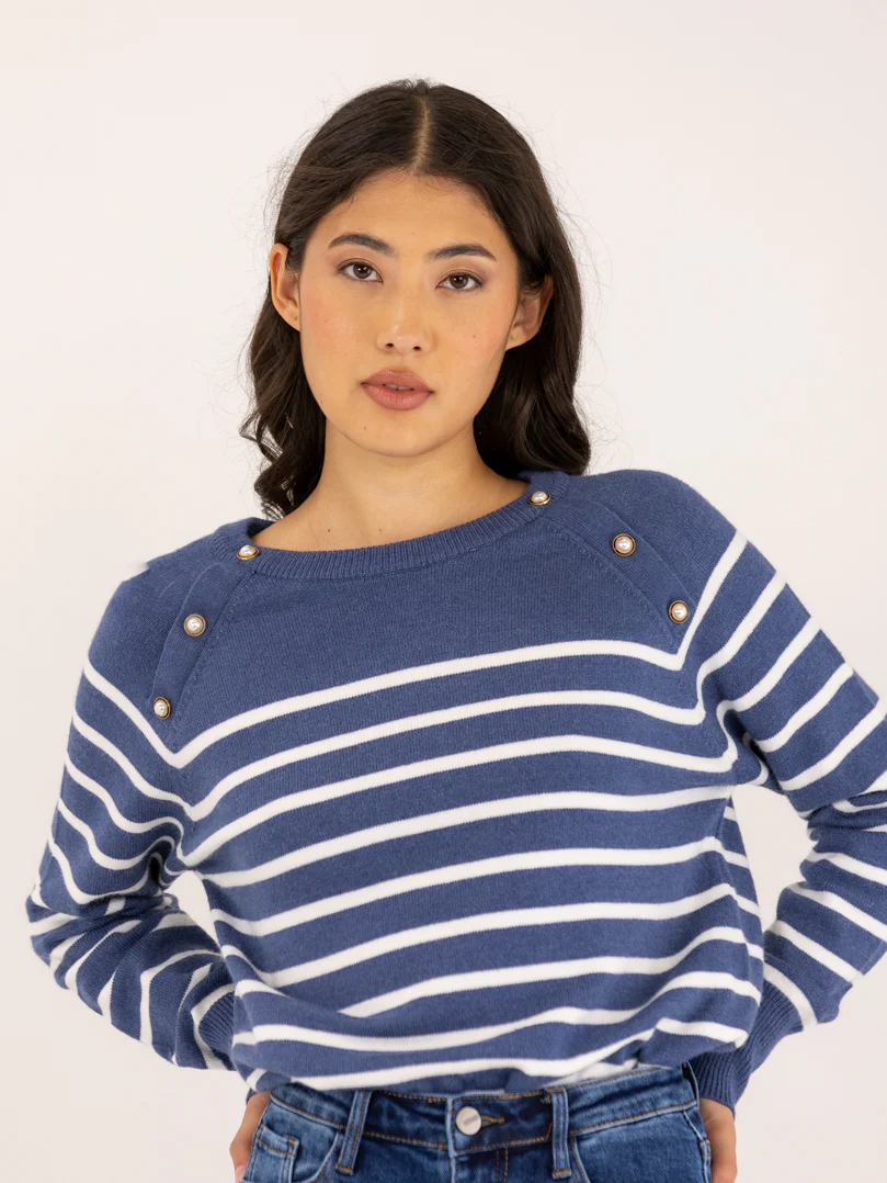 Pull marinière rayé avec boutons en perles - Image 22