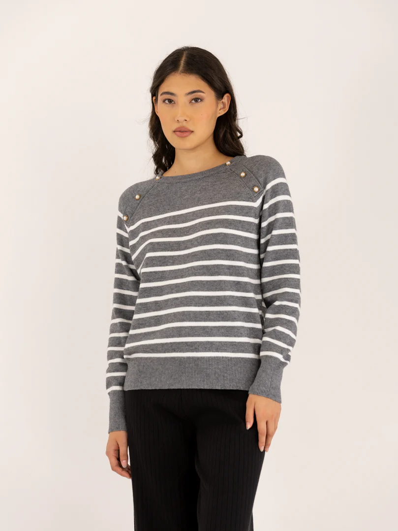 Pull marinière rayé avec boutons en perles - Image 24