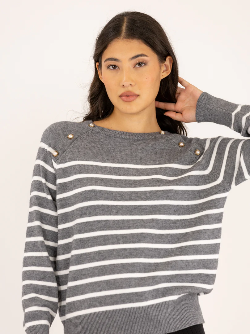 Pull marinière rayé avec boutons en perles - Image 26