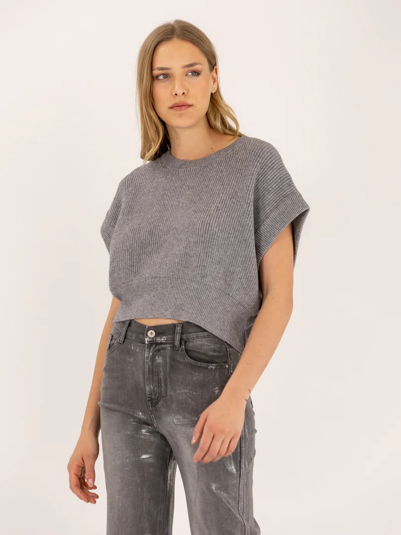 Pull sans manches en maille à épaules larges - Image 13