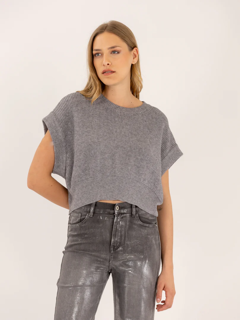 Pull sans manches en maille à épaules larges - Image 14