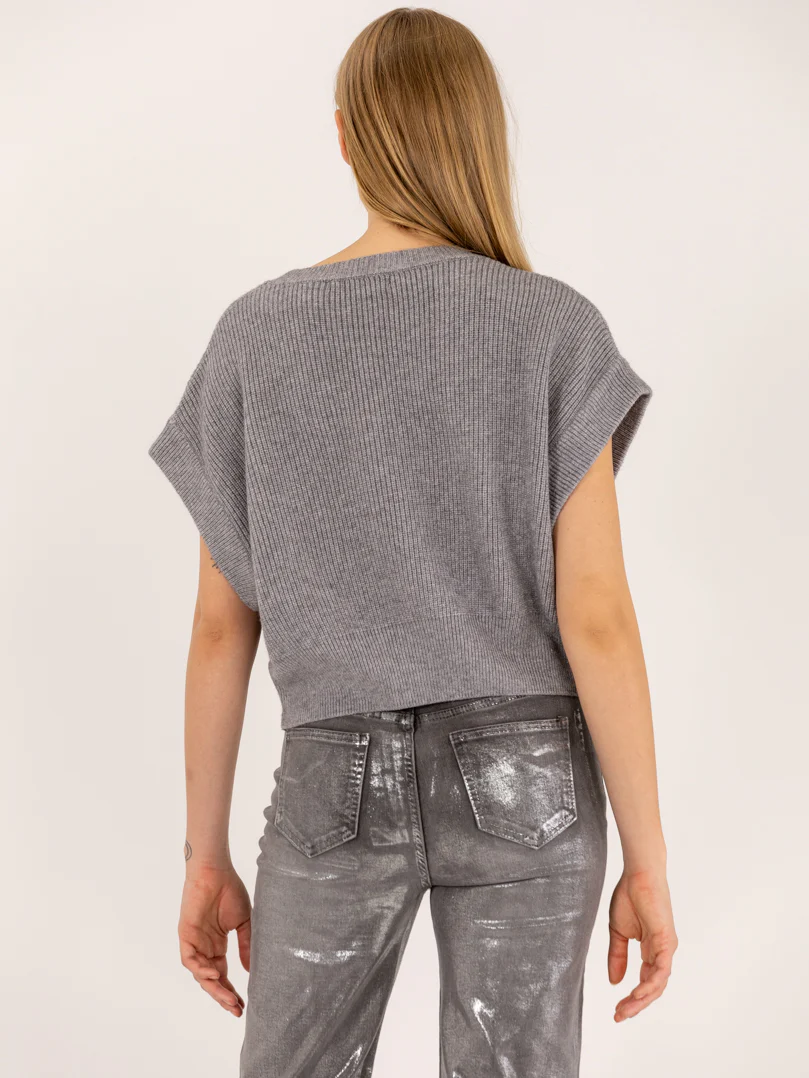 Pull sans manches en maille à épaules larges - Image 15