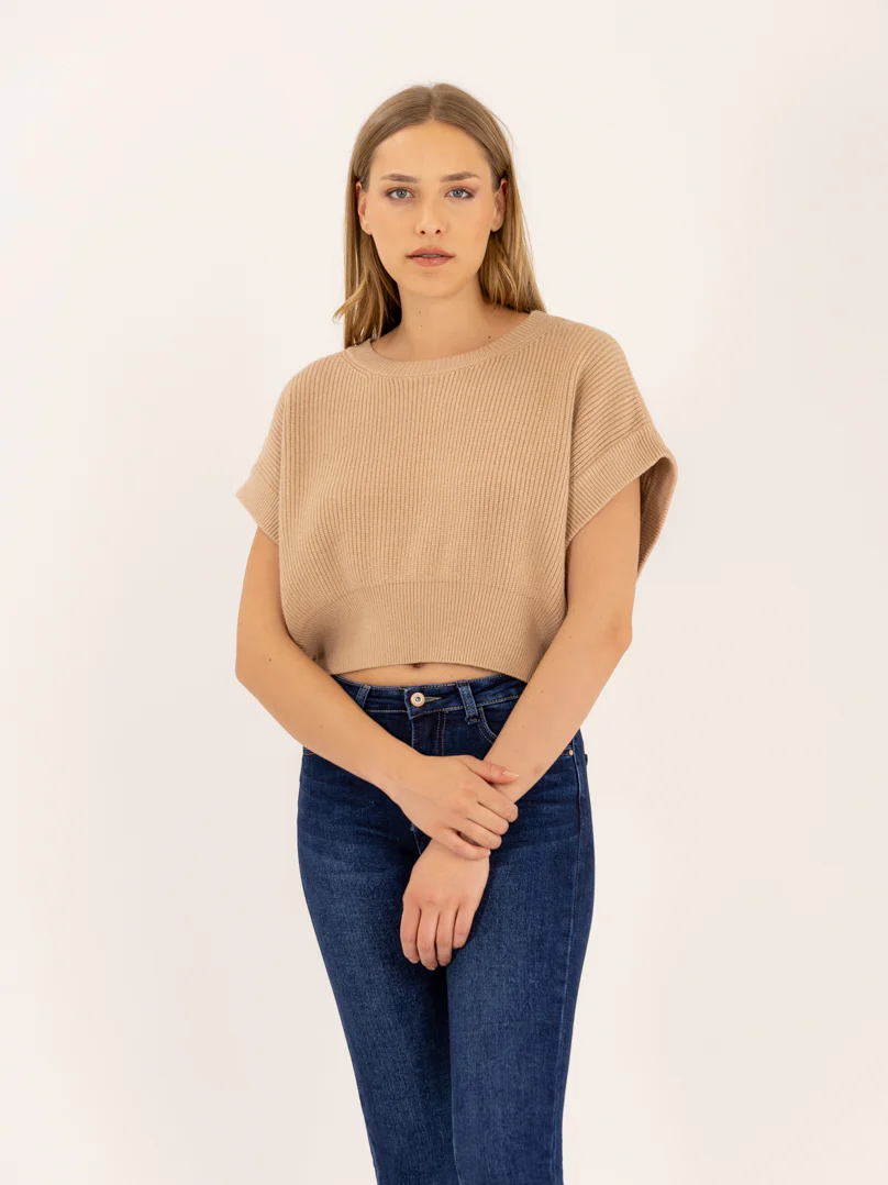 Pull sans manches en maille à épaules larges - Image 18