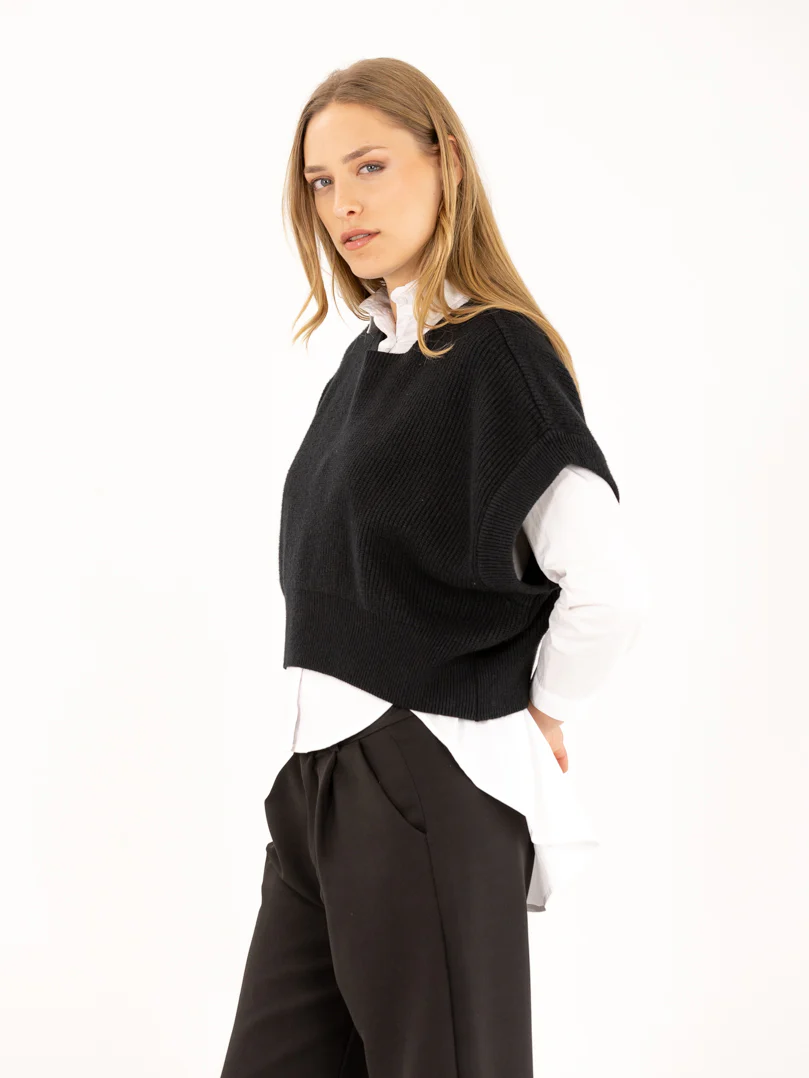 Pull sans manches en maille à épaules larges - Image 2