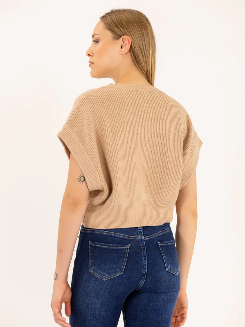 Pull sans manches en maille à épaules larges - Image 20
