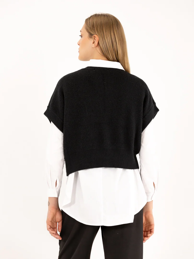 Pull sans manches en maille à épaules larges - Image 3