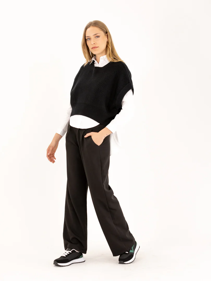 Pull sans manches en maille à épaules larges - Image 4