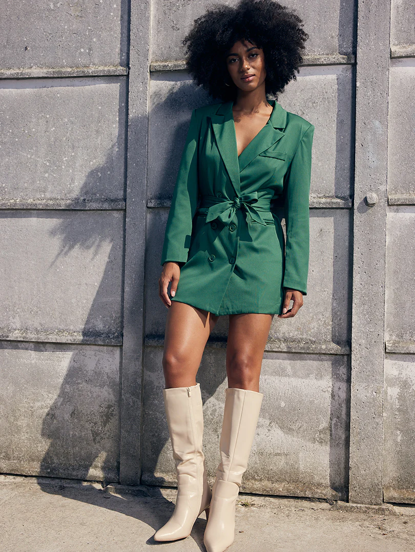 Robe blazer à nouer à la taille - Image 3